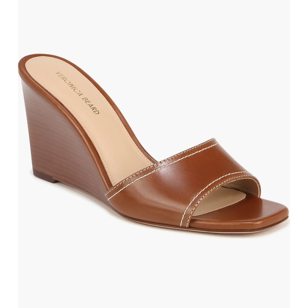 Veronica Beard Brown Ellen Wedge Sandal – Square Toe, Slip-On - Size 8 - Picture 2 of 9